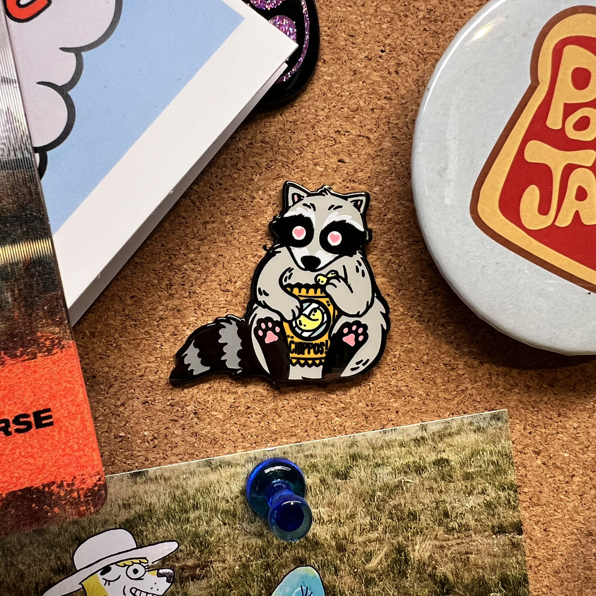 Snacky Boi Raccoon Pin