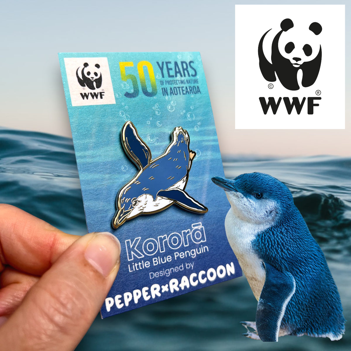 Kororā WWF NZ Enamel Pin • Little Blue Penguin