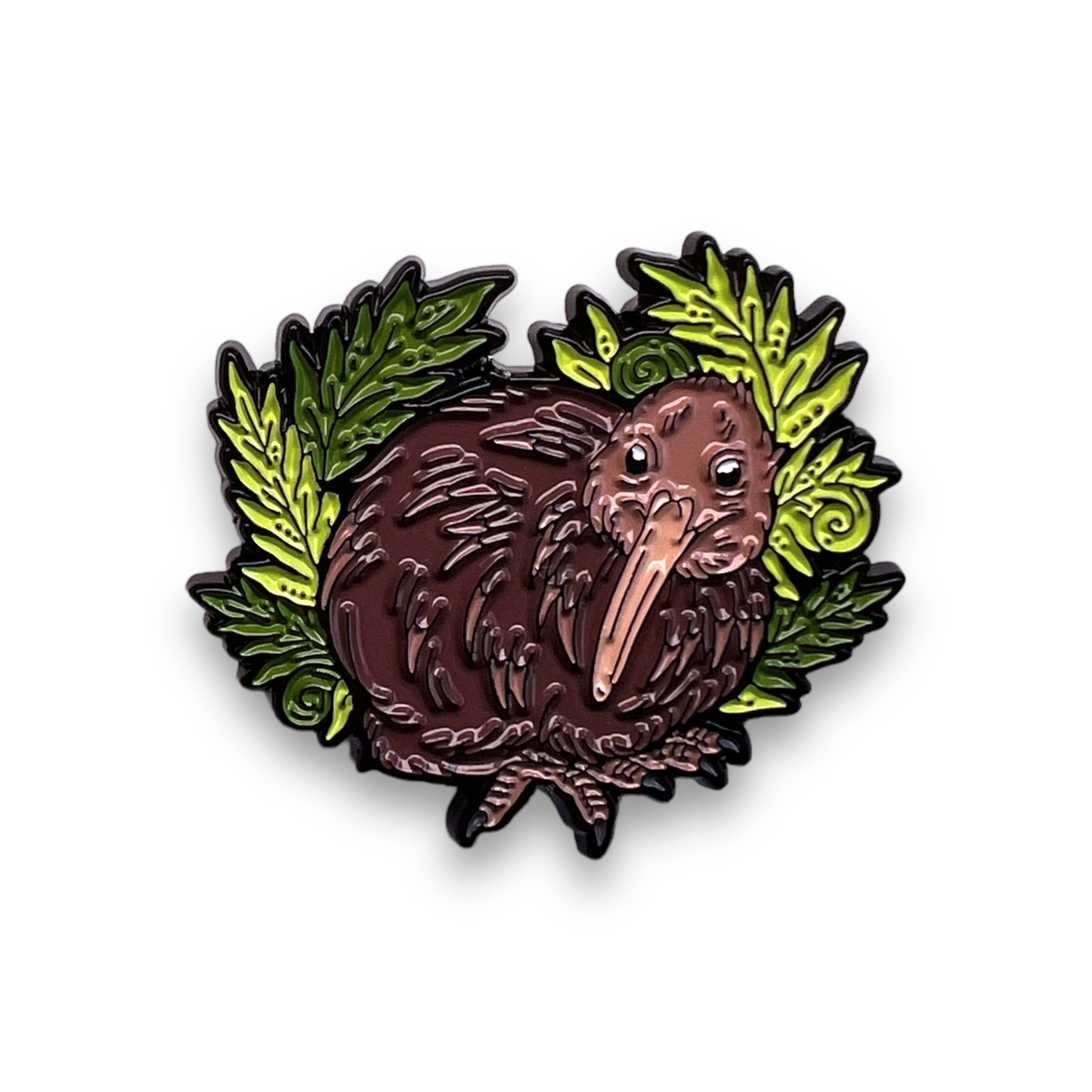 Kiwi in Ferns Enamel Pin