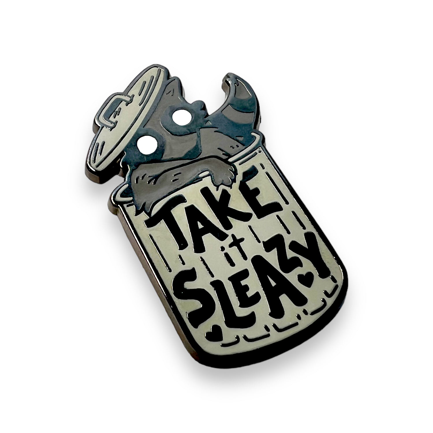 Take It Sleazy Raccoon Enamel Pin
