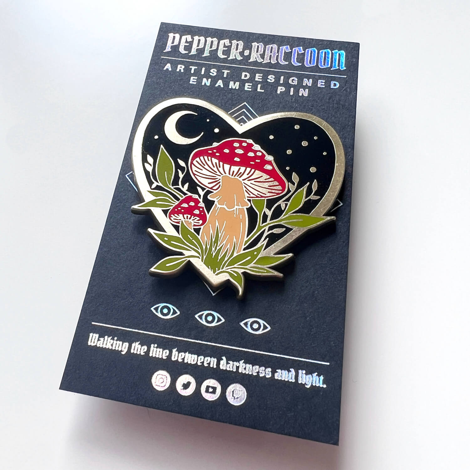 Fly Agaric Mushroom Heart Enamel Pin