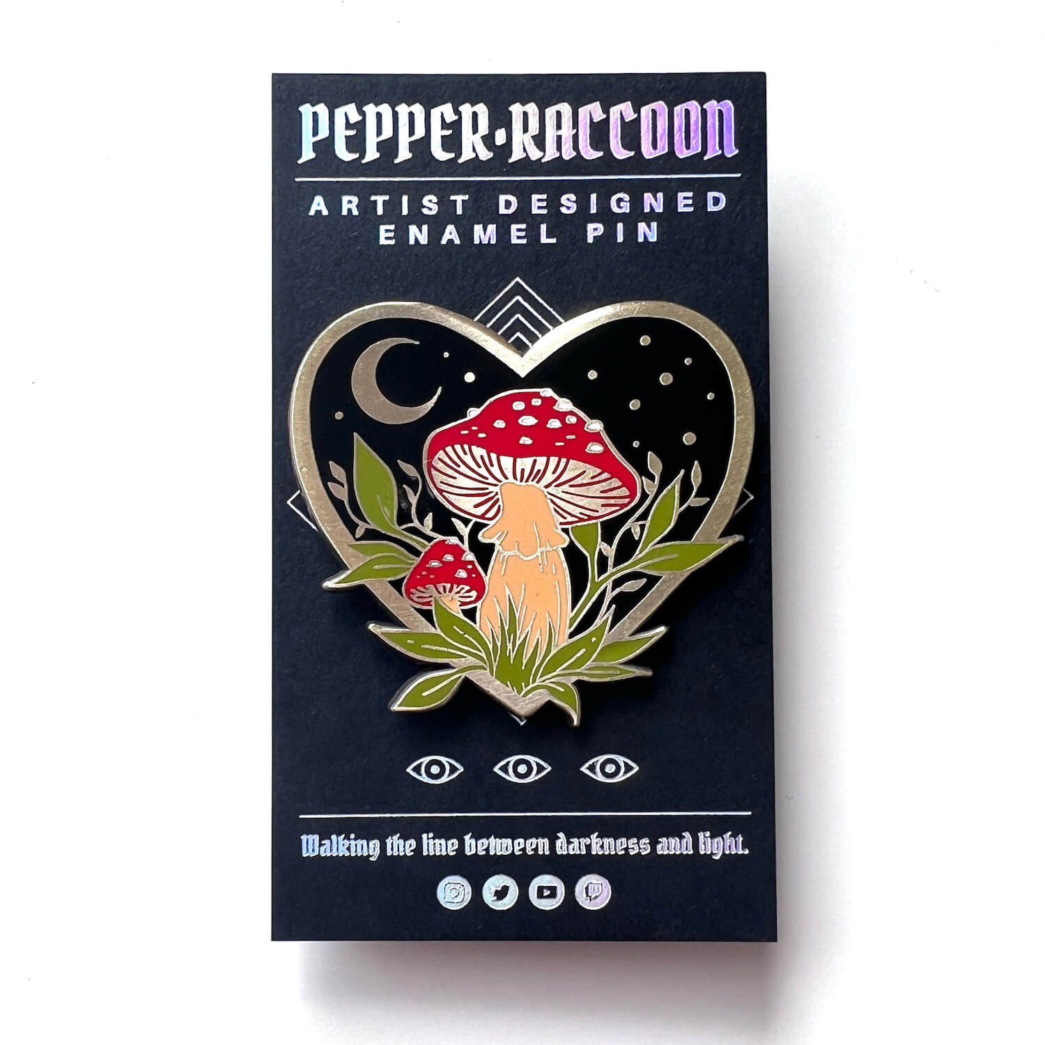 Fly Agaric Mushroom Heart Enamel Pin