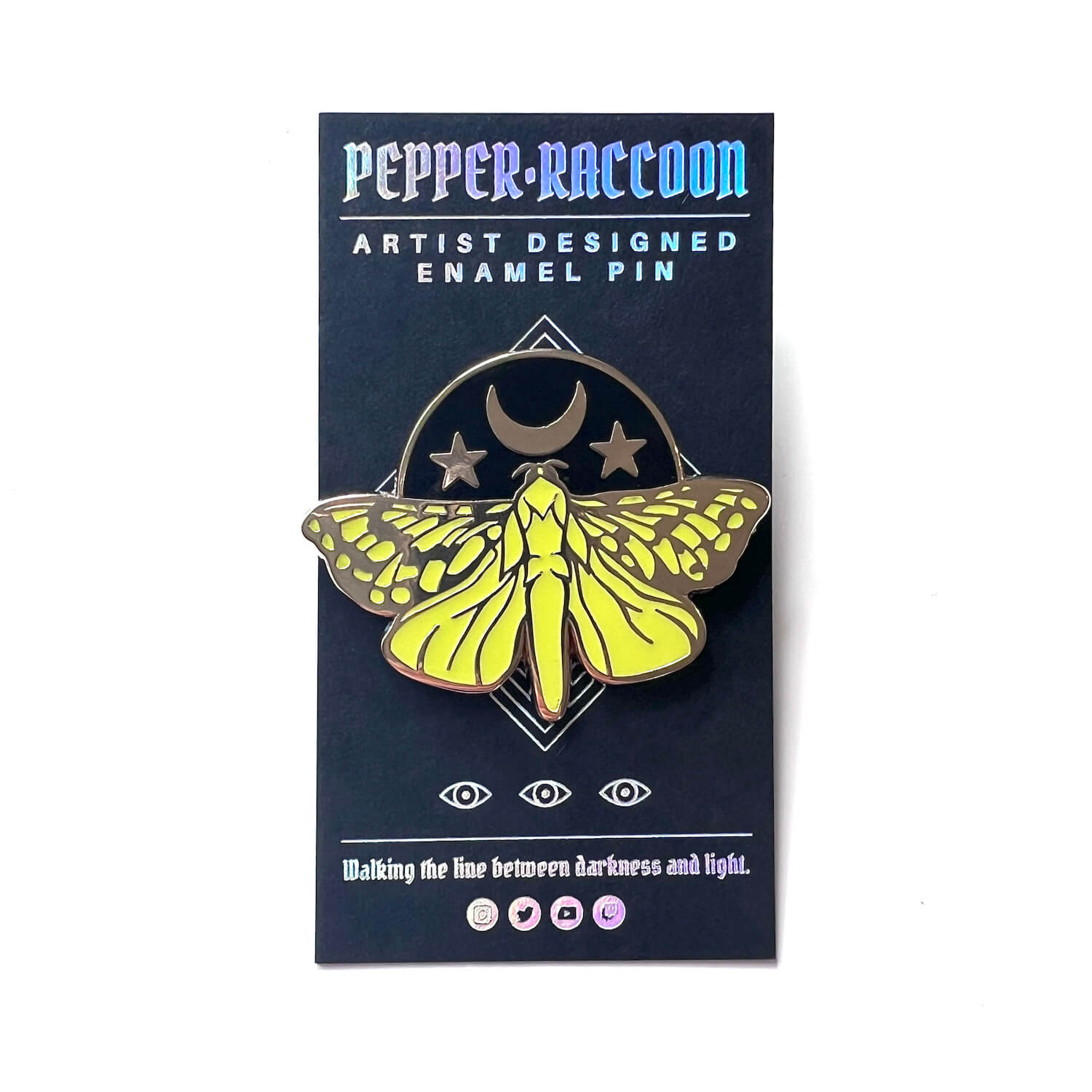 Glow-in-the-Dark Pūriri Moth Enamel Brooch