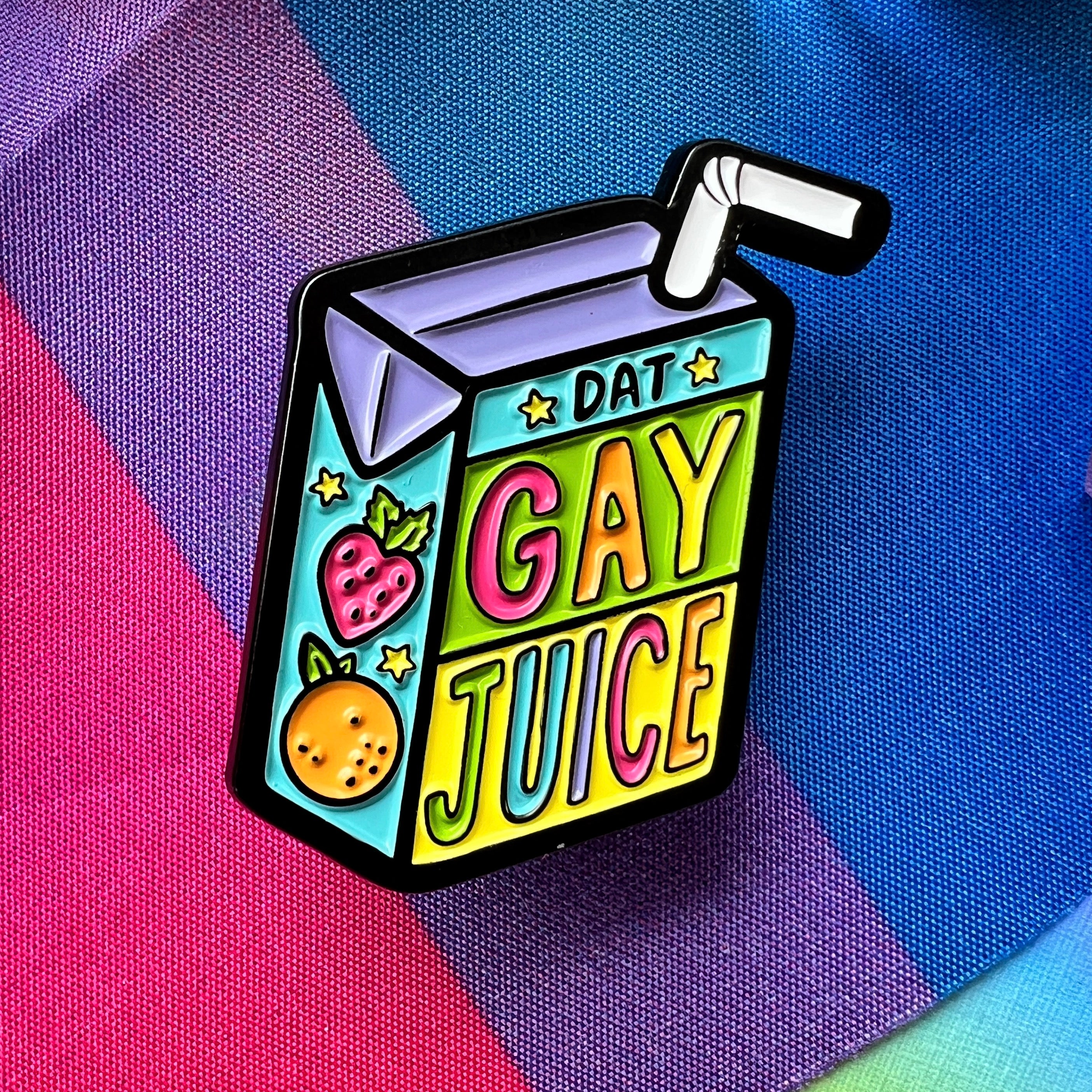 Dat Gay Juice Box Pride Enamel Pin