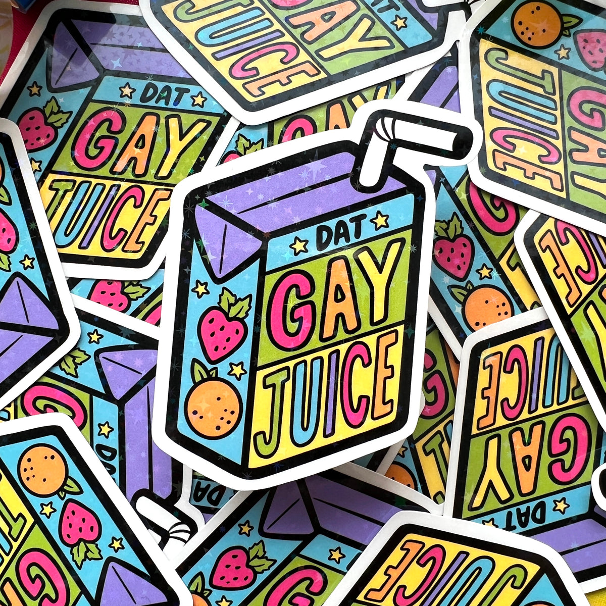 Dat Gay Juice Holo Sparkle Sticker
