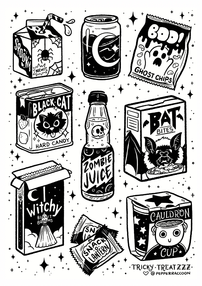 Tricky Treatzzz Tattoo Flash A4 Art Print