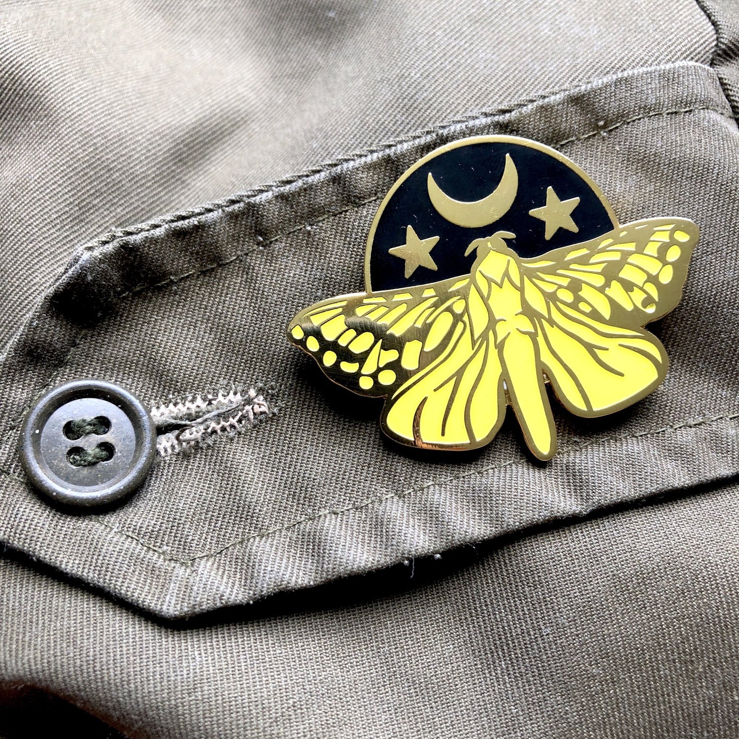 Glow-in-the-Dark Pūriri Moth Enamel Brooch