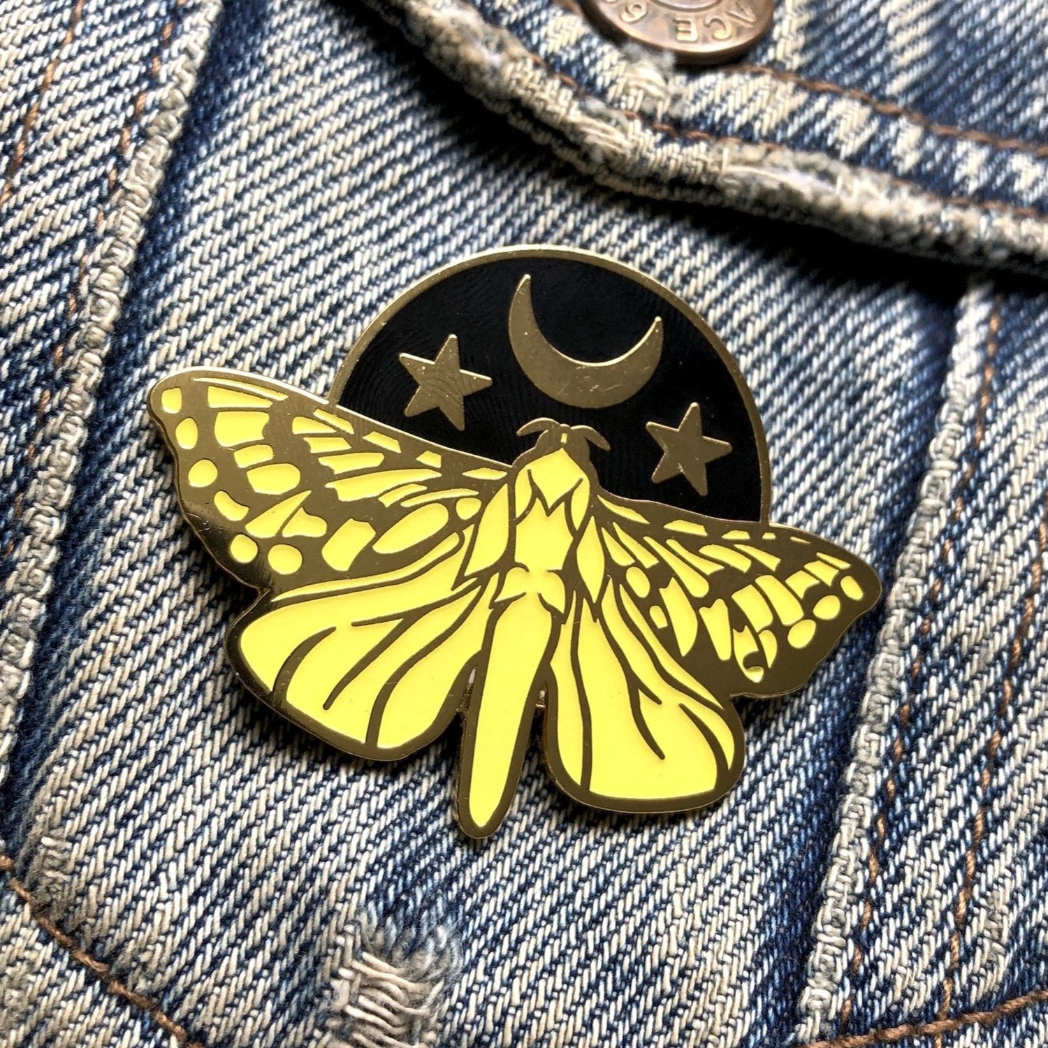 Glow-in-the-Dark Pūriri Moth Enamel Brooch