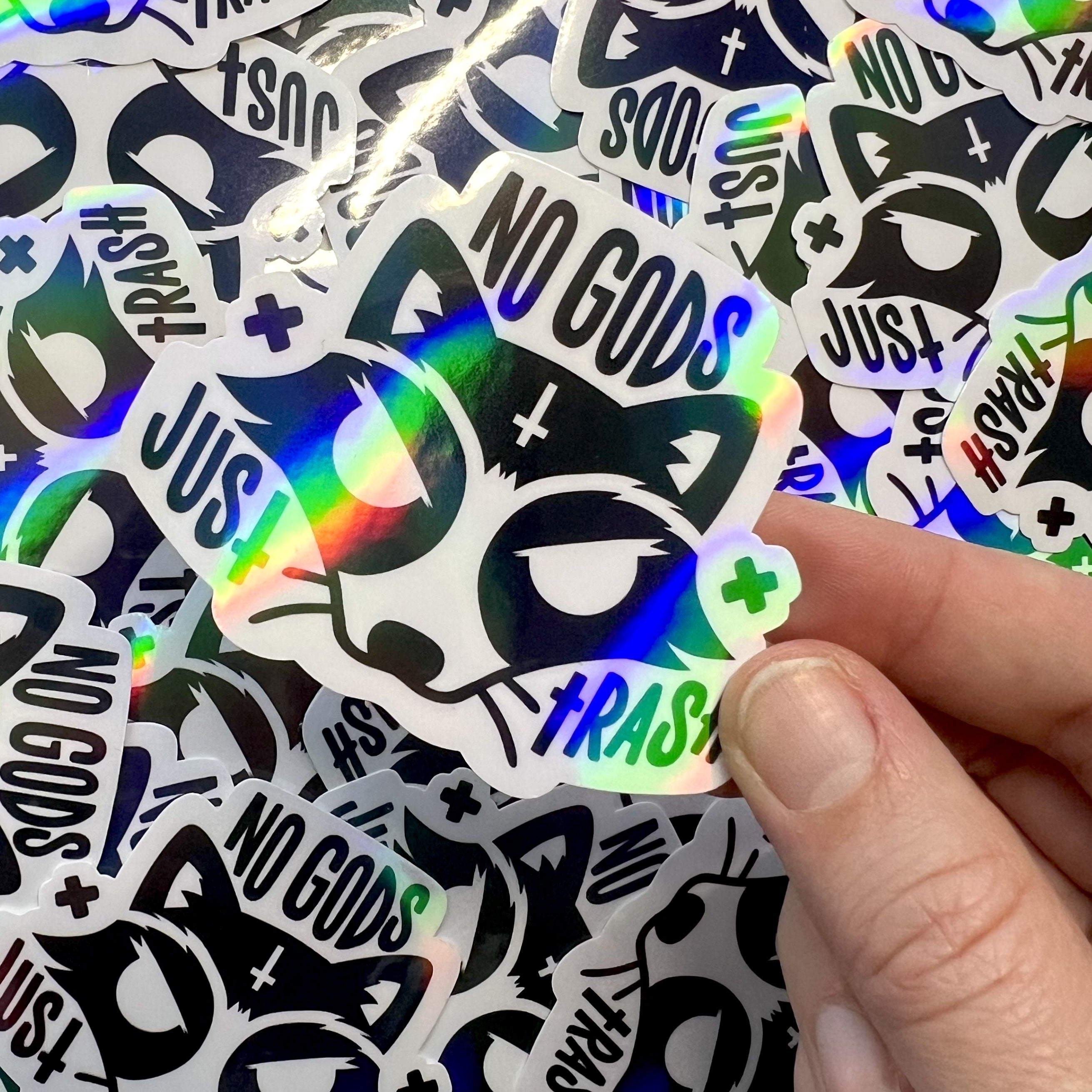 NEW: No Gods, Just Trash Holo Sticker