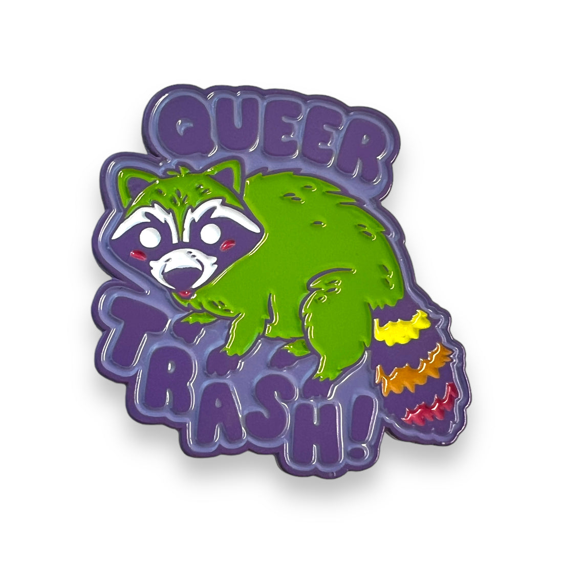Queer Trash Raccoon Pride Enamel Pin