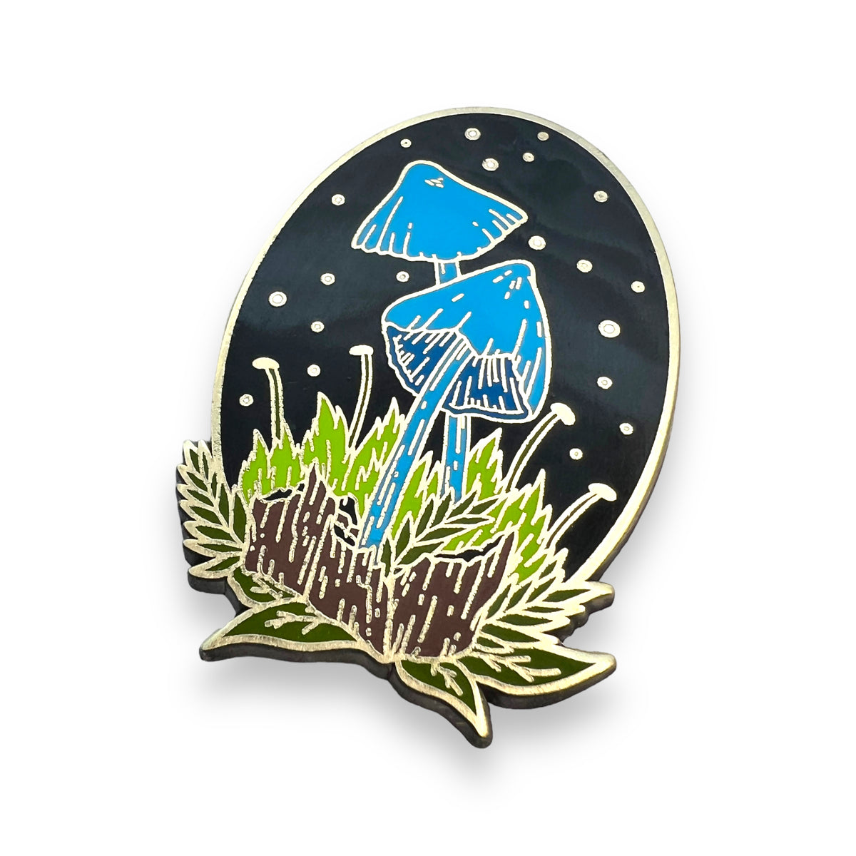 Werewere-Kokako Blue Mushroom Enamel Pin