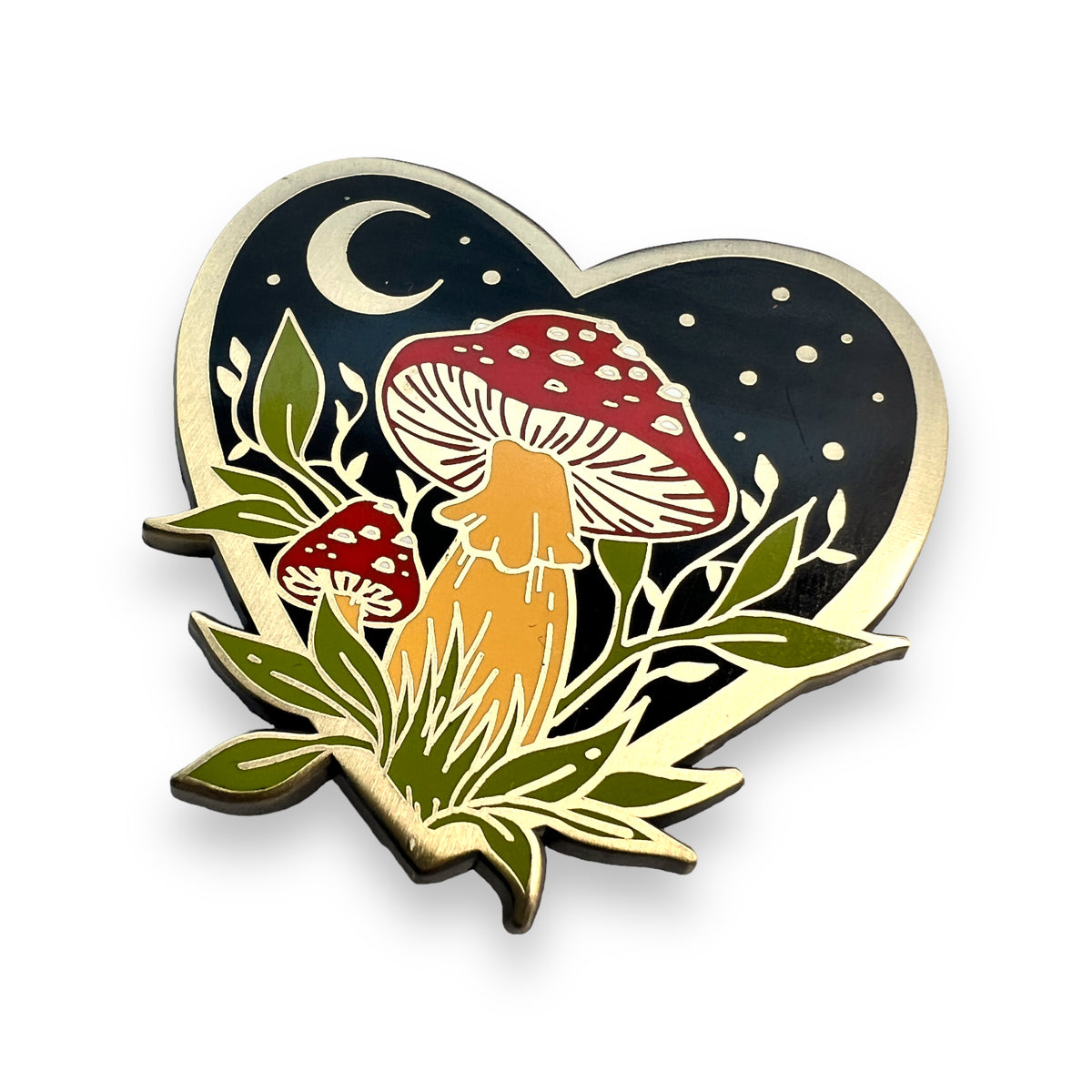 Fly Agaric Mushroom Heart Enamel Pin