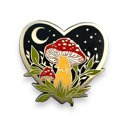 Fly Agaric Mushroom Heart Enamel Pin