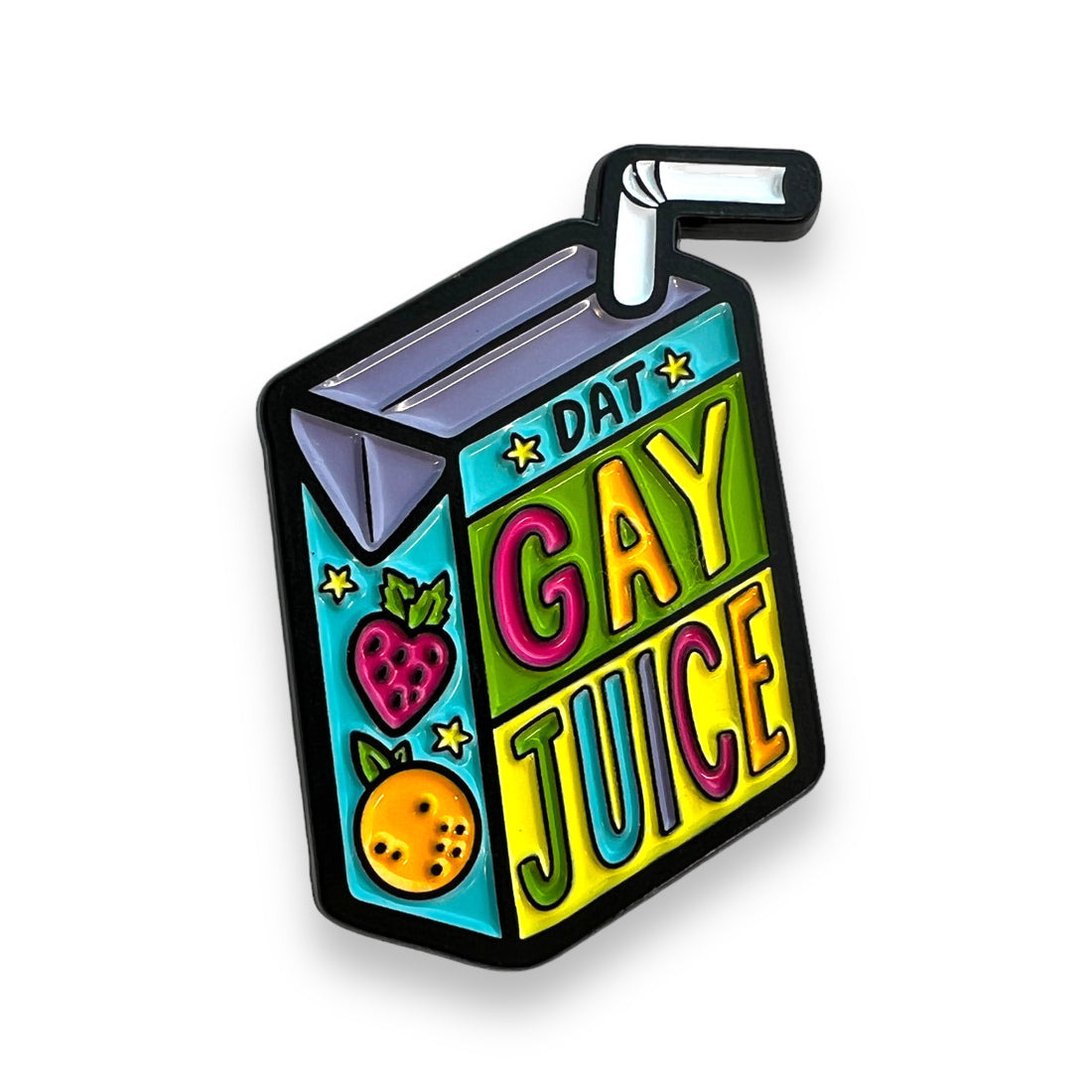 Dat Gay Juice Box Pride Enamel Pin