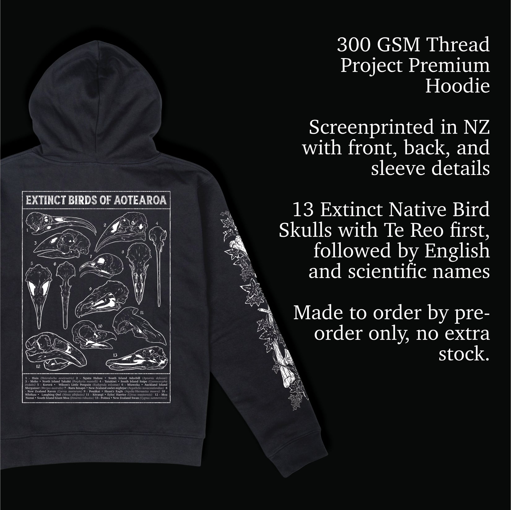 Aotearoa Aeternum • Extinct Bird Skulls Hoodie