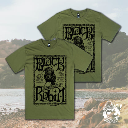 PRE-ORDER Black Robin T-Shirt • Bird Of The Year • Karure/Kakaruia