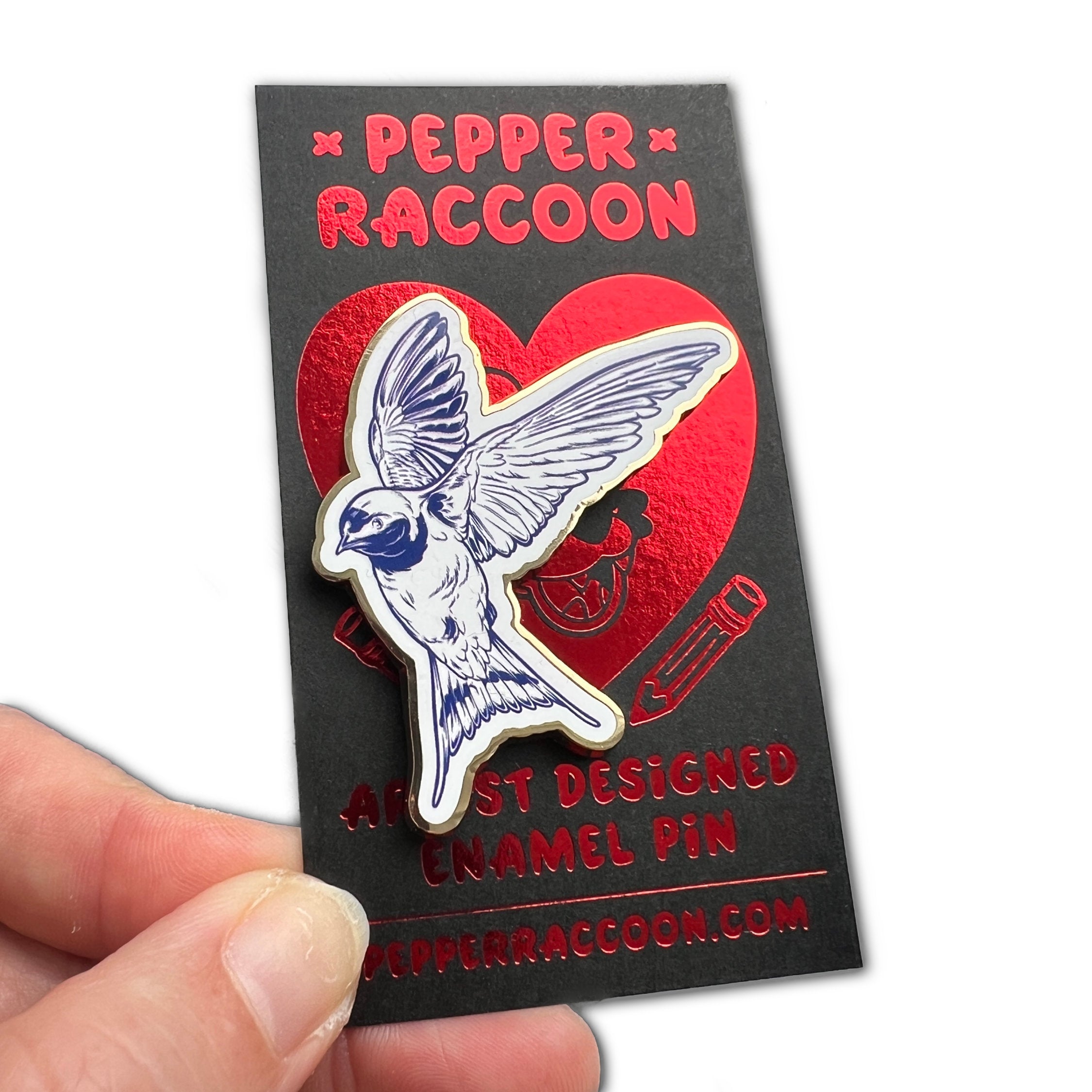 Porcelain-Style Welcome Swallow Pin