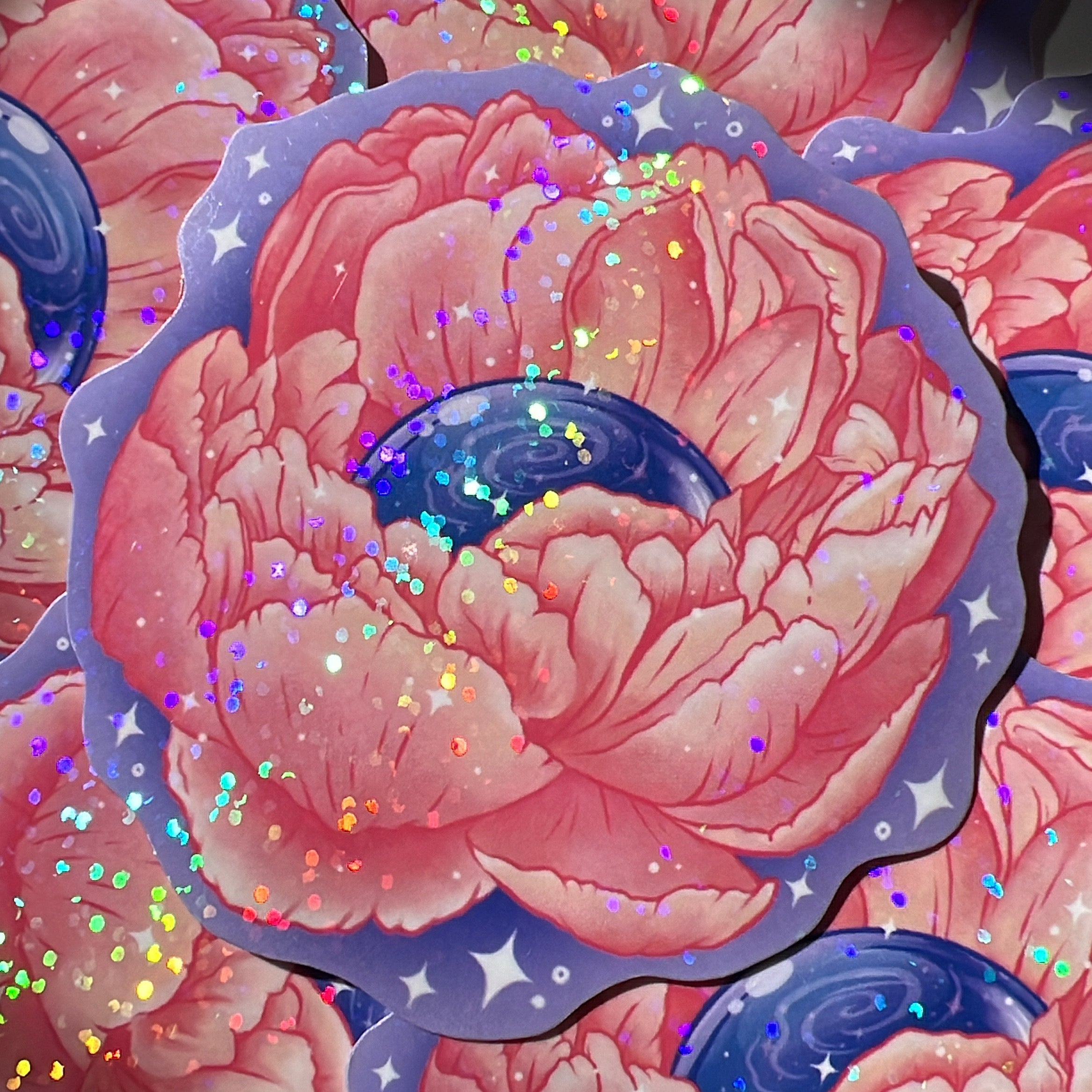 Galaxy Flower Glitter Sticker