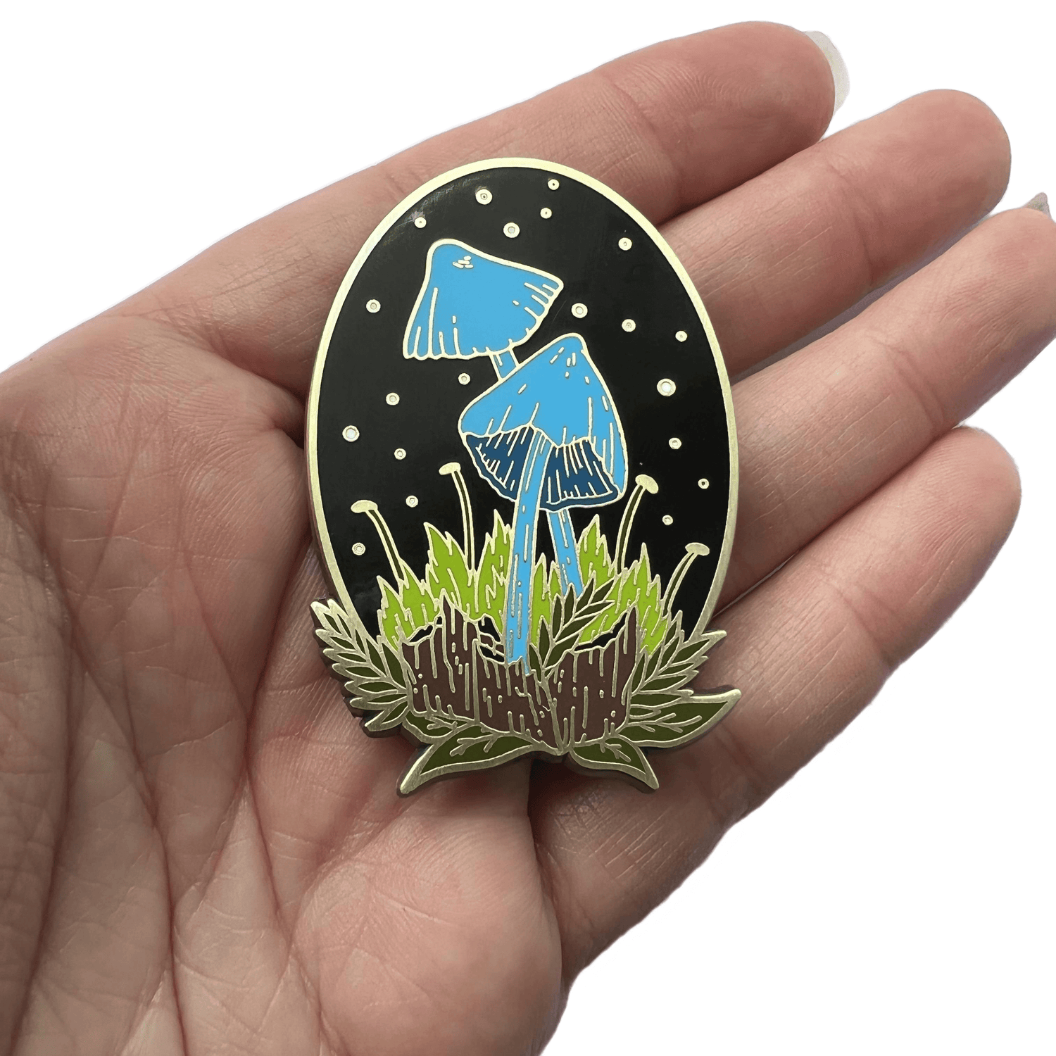 Werewere-Kokako Blue Mushroom Enamel Pin
