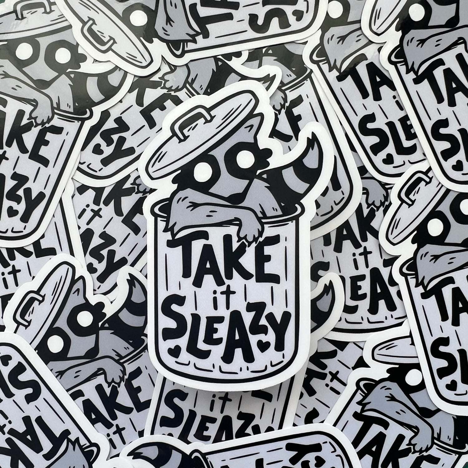 Take It Sleazy Raccoon Sticker