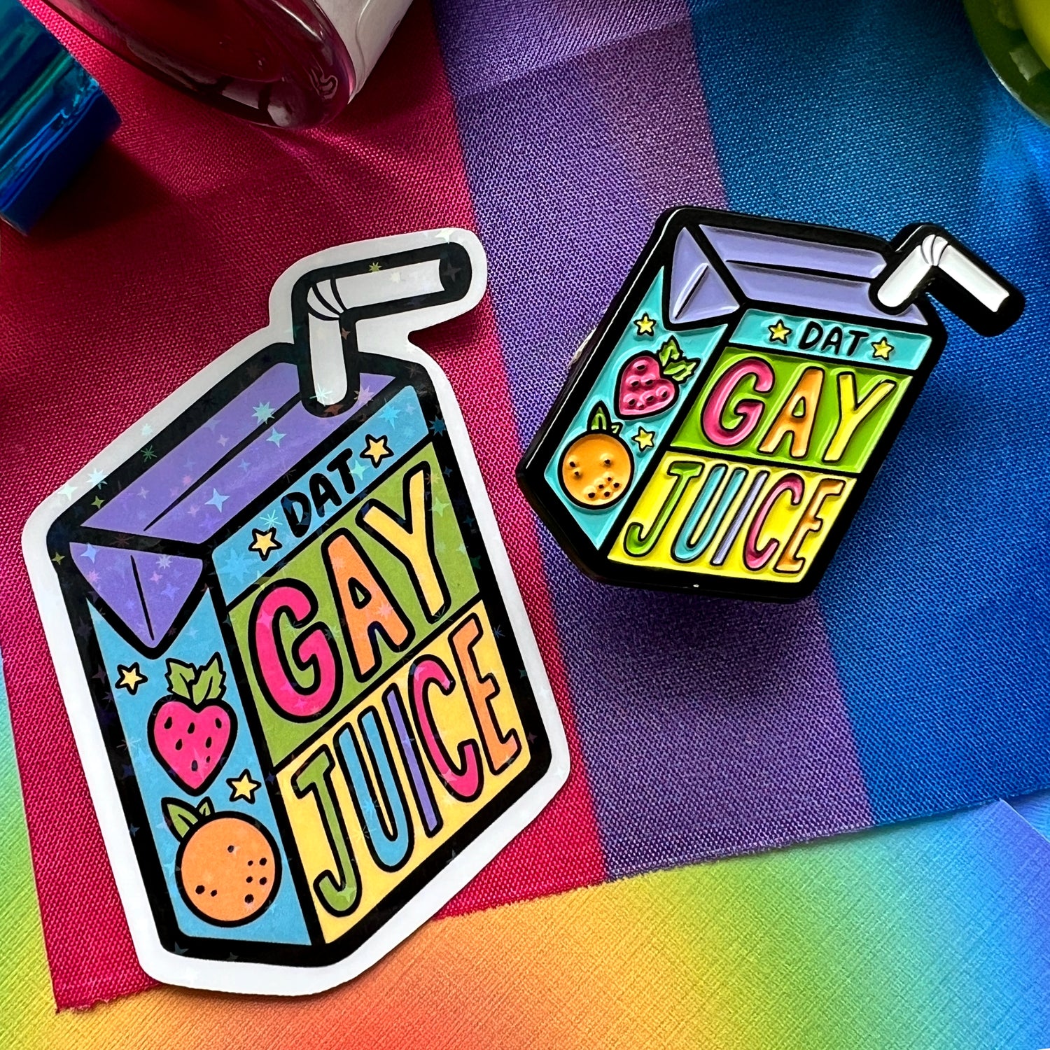 Dat Gay Juice Box Pride Enamel Pin