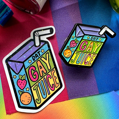 Dat Gay Juice Box Pride Enamel Pin