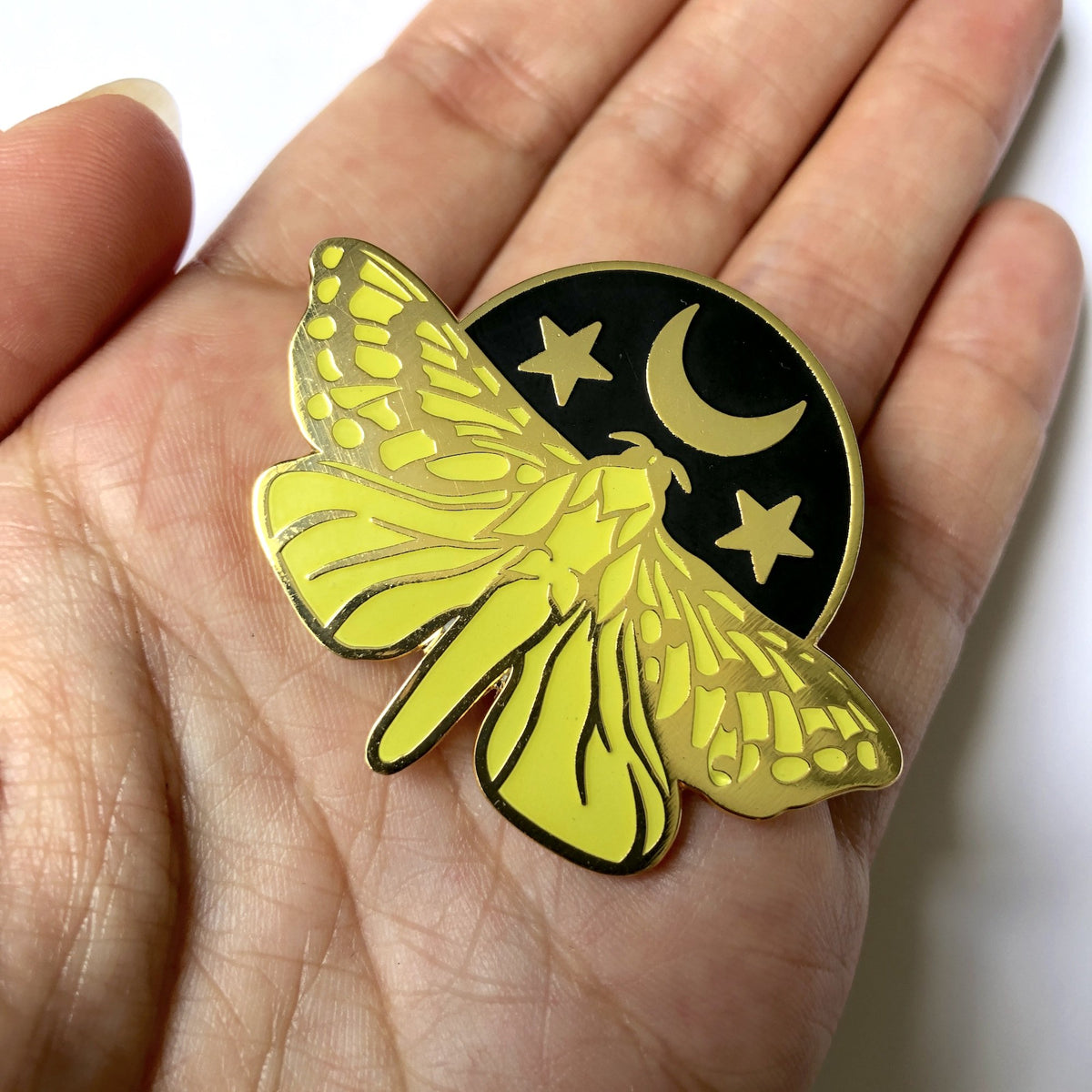 Glow-in-the-Dark Pūriri Moth Enamel Brooch